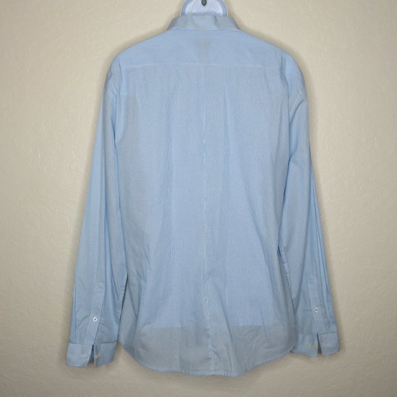 H&M* Men's Long Sleeve Button Down Curved Hem Striped Dress Shirt~ Size XL - Picture 2 of 11